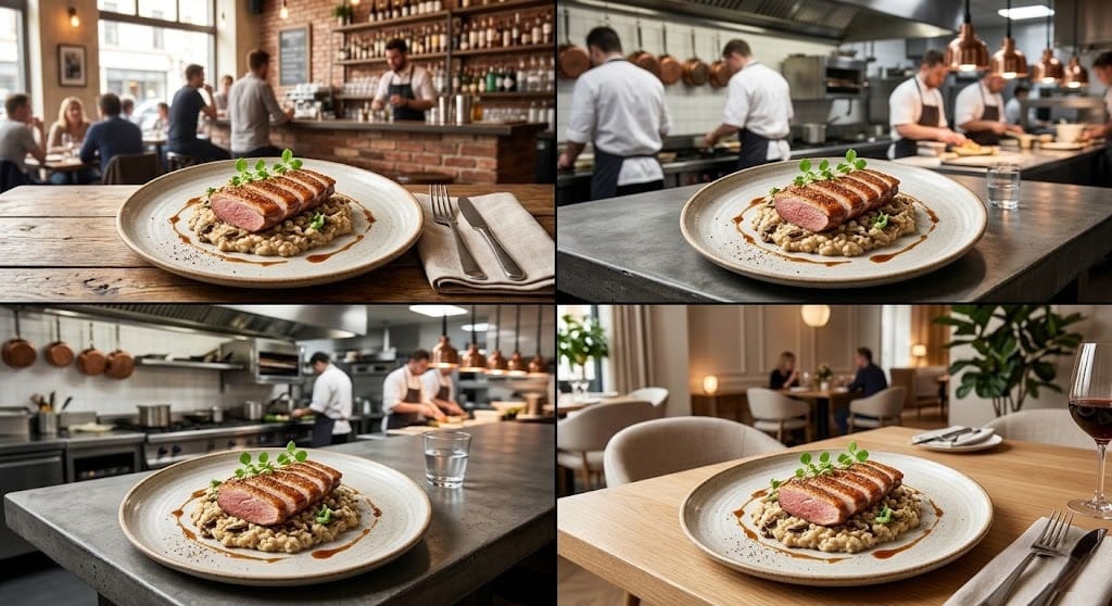 Consistent dish in café setting