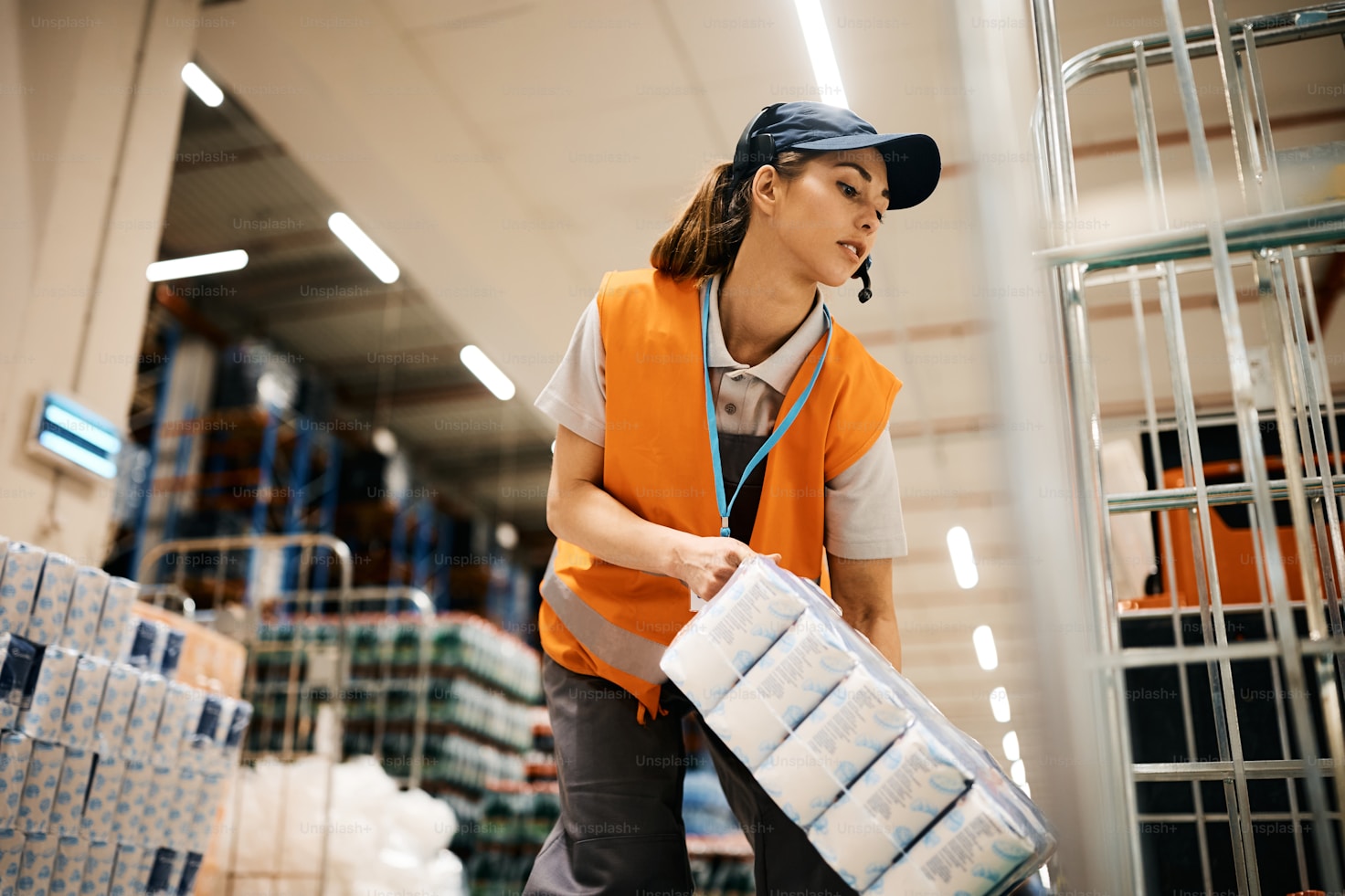 Warehouse worker managing inventory