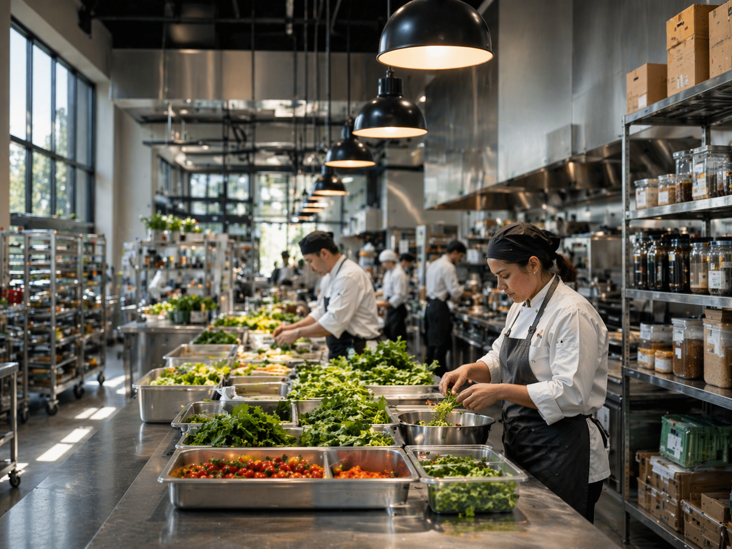 Chefs working in a professional kitchen